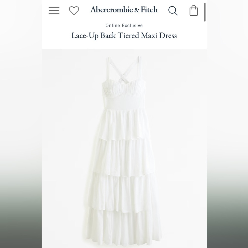 Abercrombie Lace-Up Back Tiered White Maxi Dress